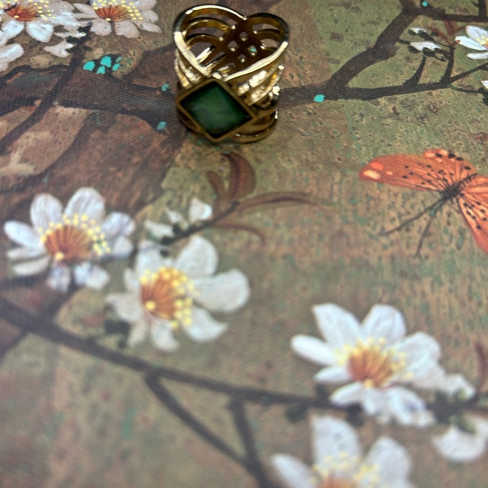 Gold and Green Sculptural Statement Ring